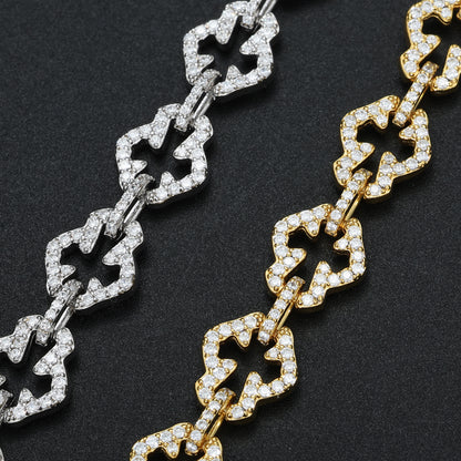 10mm Micro Paved VVS Moissanite 925 Silver Iced Out Cross Link Bracelet for Men