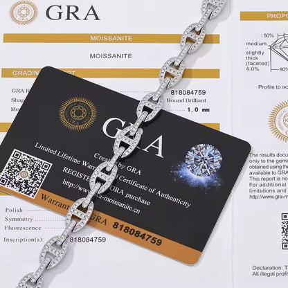 VVS Moissanite Cuban Chain 925 Silver Chain Bracelet