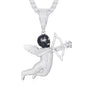 Iced Out VVS Moissanite Angel Cupid Black Masked Arrow of Eros 925 Silver Pendant Only