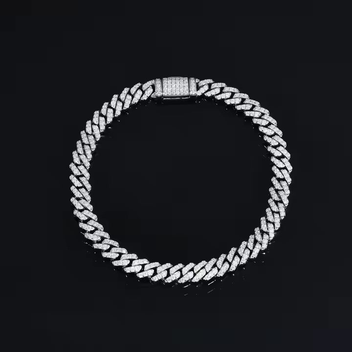 6mm VVS Moissanite Cuban Link Iced Out 925 Silver Bracelet for Men