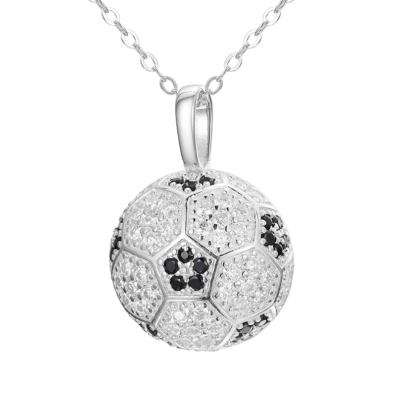 2cm by 1.5cm VVS Moissanite 925 Silver Soccer Pendant + 24 Inch Necklace