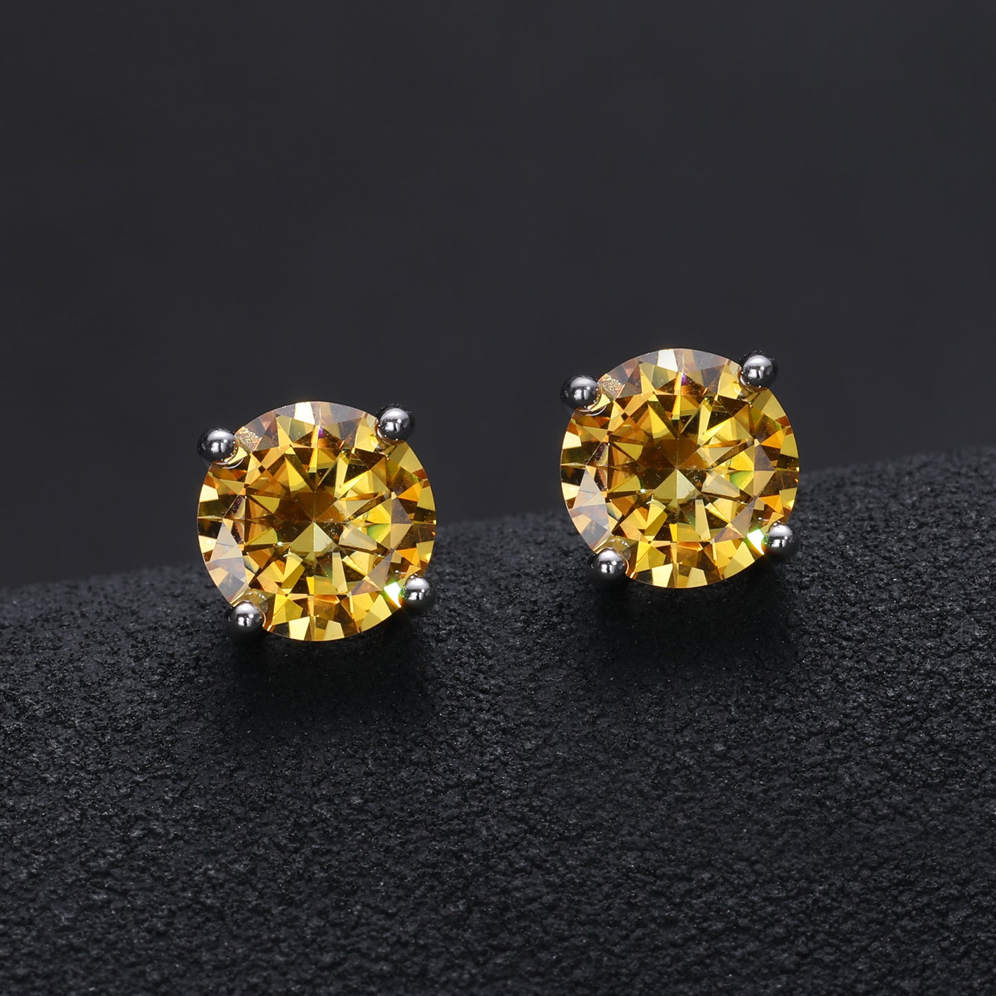 Multicolor VVS Moissanite 6.5mm Blue, Rose, Yellow Stud 925 Silver Earrings