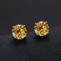 Multicolor VVS Moissanite 6.5mm Blue, Rose, Yellow Stud 925 Silver Earrings
