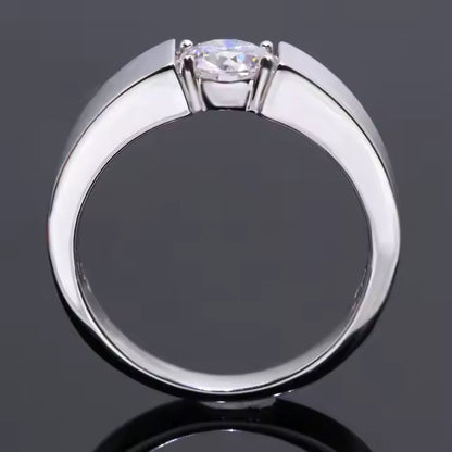 1ct Moissanite Men's 6.5mm VVS Moissanite 925 Silver Ring