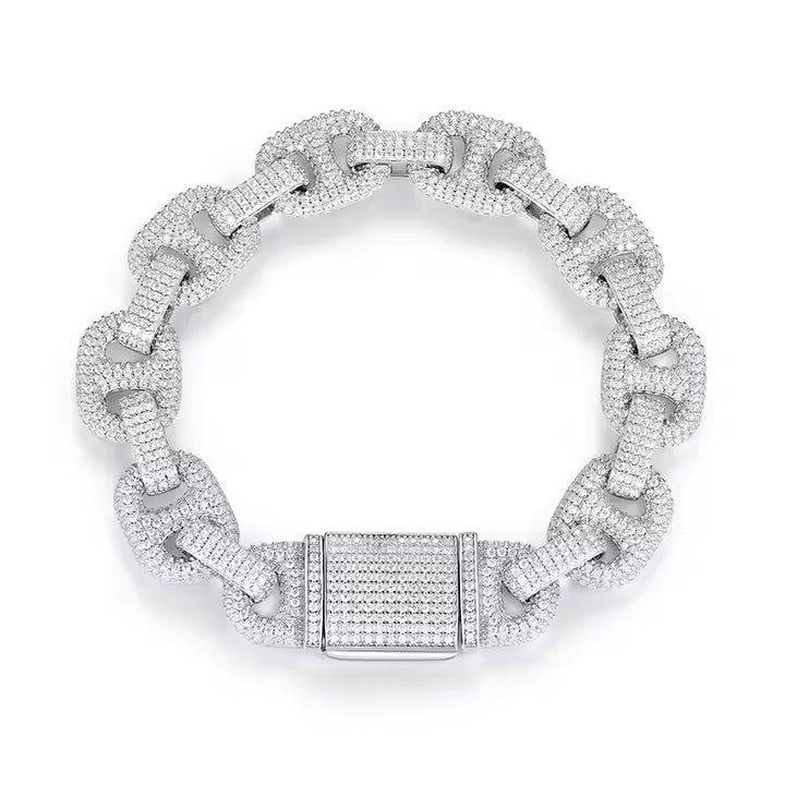 VVS Moissanite Jewelry 14mm Cuban Link 925 Silver Bracelet