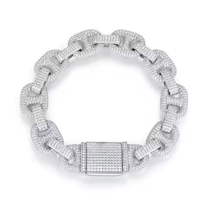 VVS Moissanite Jewelry 14mm Cuban Link 925 Silver Bracelet