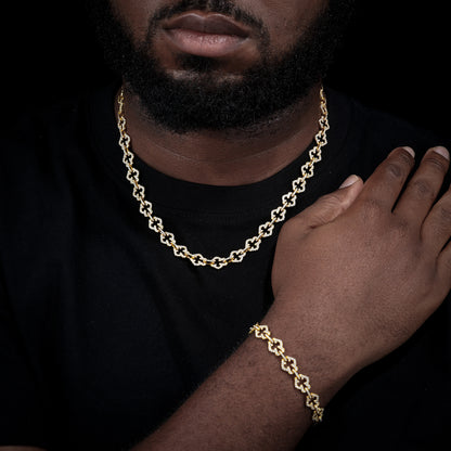 10mm Micro Paved VVS Moissanite 925 Silver Iced Out Cross Link Bracelet for Men