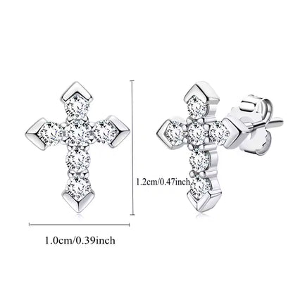 VVS Moissanite Cross 925 Silver Earrings Trend for Men