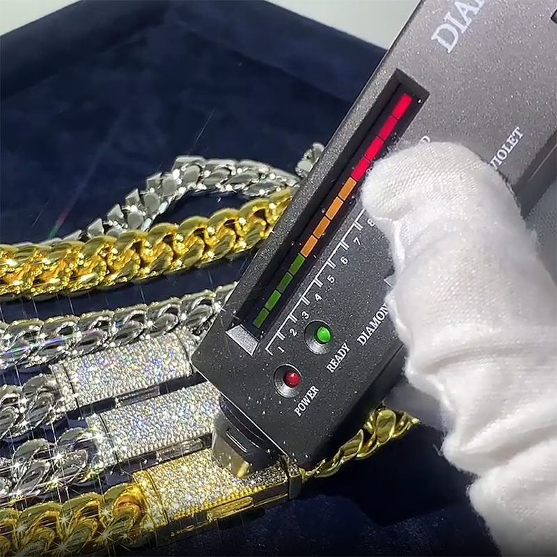 Gold Plated VVS Moissanite 925 Silver Cuban Link Chain