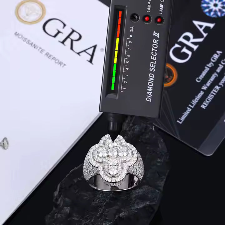 VVS Moissanite 925 Silver Iced Out Cross Ring for Men