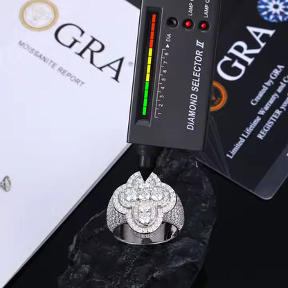 VVS Moissanite 925 Silver Iced Out Cross Ring for Men