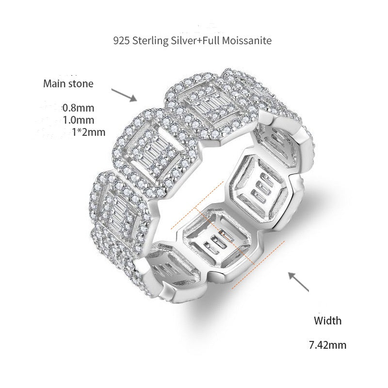 VVS Moissanite Silver 2.6 Carat Men's Ring