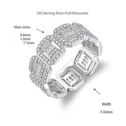 VVS Moissanite Silver 2.6 Carat Men's Ring