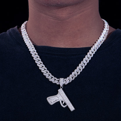 VVS Moissanite 925 Silver Iced Out Pistol Pendant Only