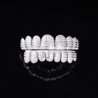 Custom VVS Moissanite Grills With Round Baguette Brilliant Cut Stones
