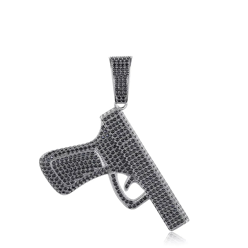 VVS Moissanite 925 Silver Iced Out Pistol Pendant Only