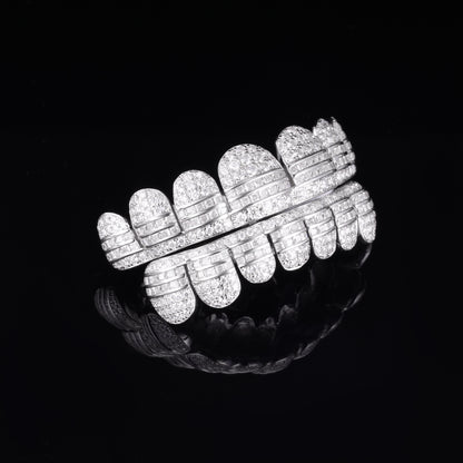 Custom VVS Moissanite Grills With Round Baguette Brilliant Cut Stones