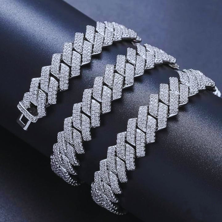 8mm 10mm 12mm 925 Silver Iced Out Moissanite Cuban Link Chain