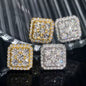 VVS Moissanite 10MM Gold Silver Square Stud Earrings for Men
