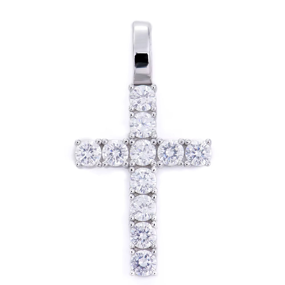VVS Moissanite 925 Silver Crosses Chain Necklace Pendant for Men