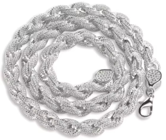 VVS Moissanite Cuban Link Iced Out Tennis 925 Silver Rope Chain
