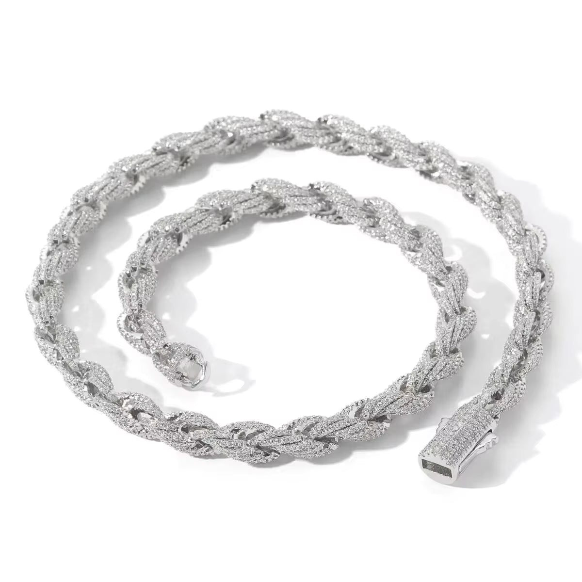 VVS Moissanite Cuban Link Iced Out Tennis 925 Silver Rope Chain