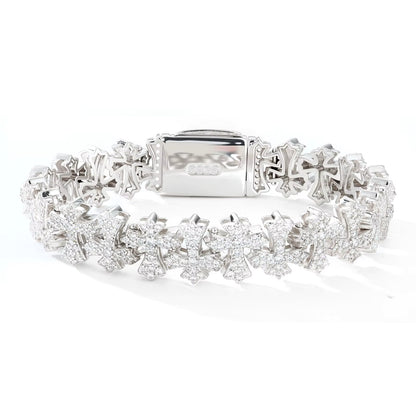 Mens 10mm 925 Silver VVS Moissanite Iced Out Cross Link Bracelet