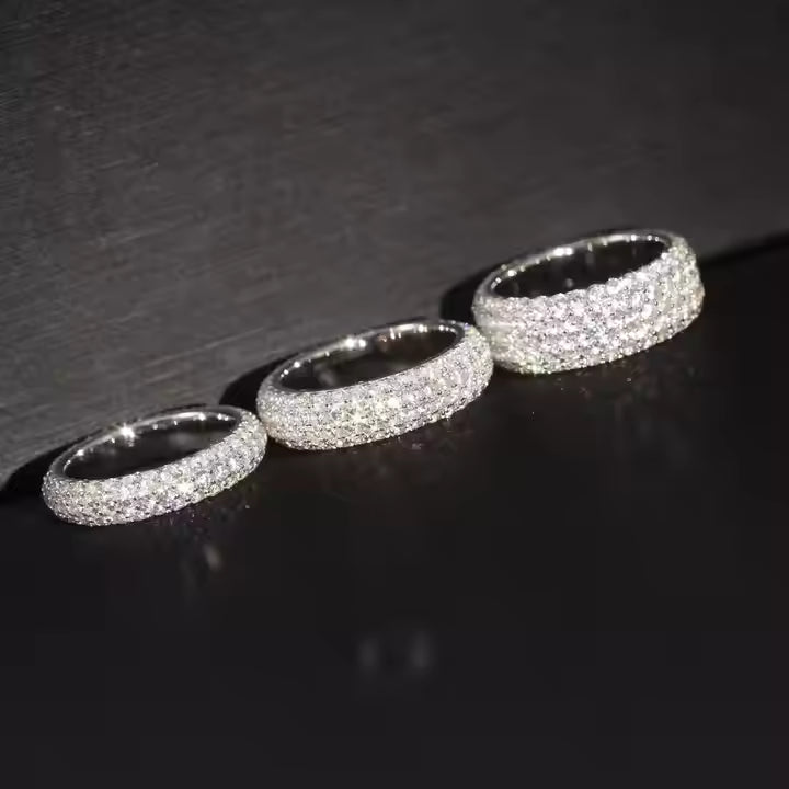 4rows VVS Moissanite 925 Sterling Silver Ring