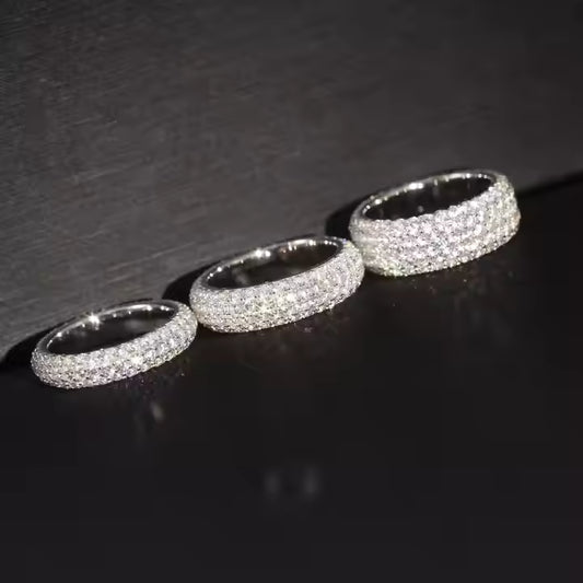 4rows VVS Moissanite 925 Sterling Silver Ring