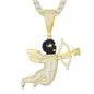 Iced Out VVS Moissanite Angel Cupid Black Masked Arrow of Eros 925 Silver Pendant Only
