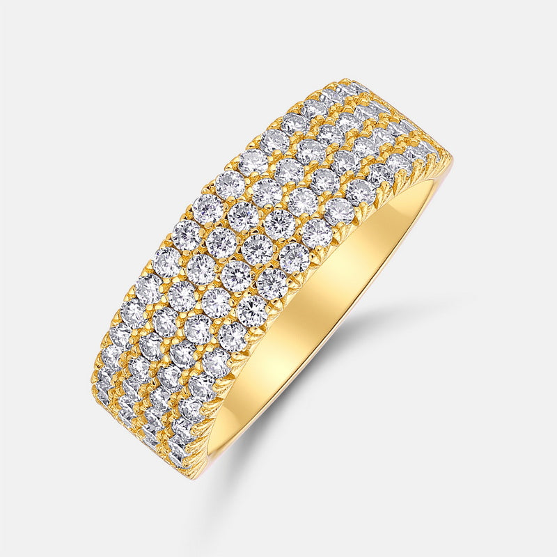 18k Gold Plated 925 Silver Four-Row VVS Moissanite Ring