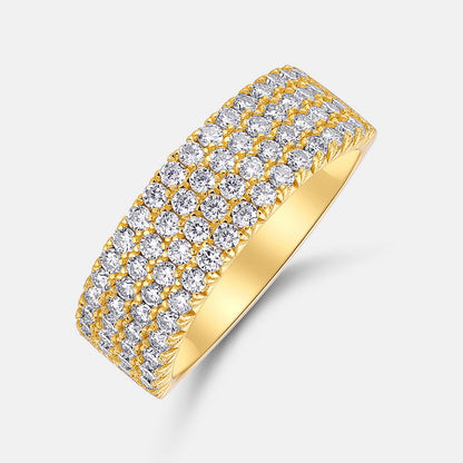 18k Gold Plated 925 Silver Four-Row VVS Moissanite Ring