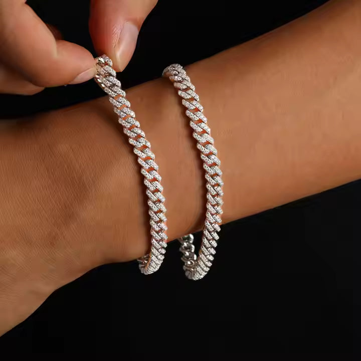 6mm VVS Moissanite Cuban Link Iced Out 925 Silver Bracelet for Men