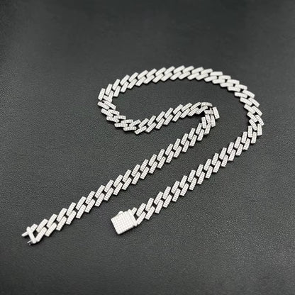 8mm 10mm 12mm 925 Silver Iced Out Moissanite Cuban Link Chain