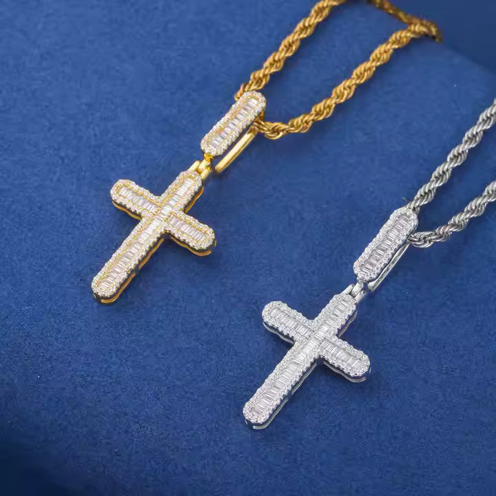 Men's Luxury 925 Silver VVS Moissanite Cross Pendant Only