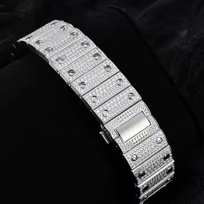 Bust Down Automatic Iced Out VVS Moissanite 925 Silver Square Watch