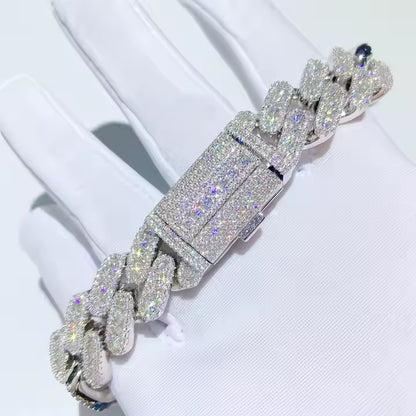 Premium VVS Moissanite Iced Out Men's 13mm Thick Rose Gold Cuban Bracelet