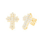 VVS Moissanite 1.5cm by 1.1cm Baguette Cross Earrings With 925 Silver Backings