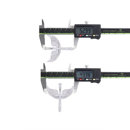 VSS Moissanite 925 Silver Angel Wing 53mm by 50mm Cross Pendant Only