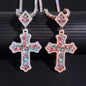 Iced Out Colorful VVS Moissanite Men's 925 Silver Cross Pendant Only