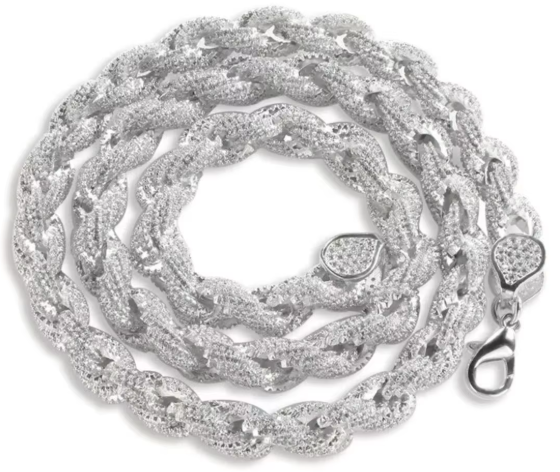 VVS Moissanite Cuban Link Iced Out Tennis 925 Silver Rope Chain