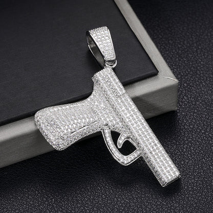 VVS Moissanite 925 Silver Iced Out Pistol Pendant Only