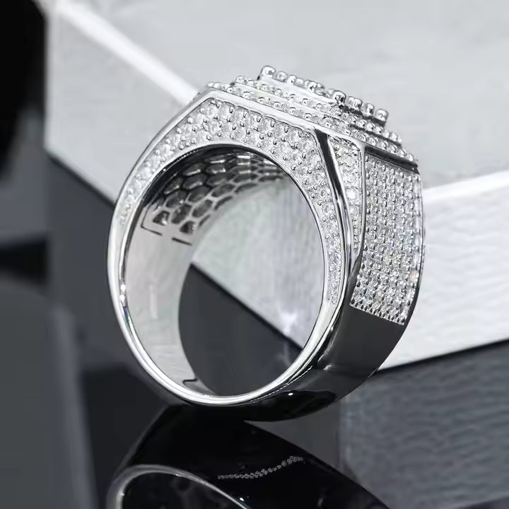 VVS Moissanite Cuban Men's 925 Sterling Silver Rings