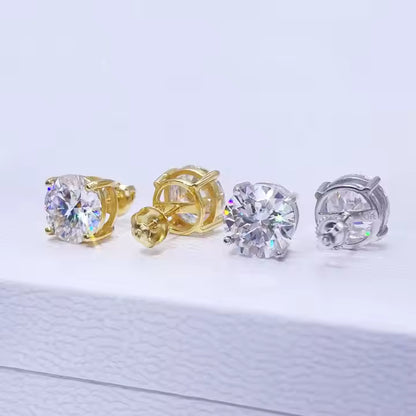 Customizable VVS Moissanite Stud Earrings 925 Silver Screw Back GRA Certificated