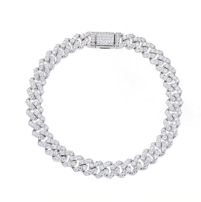 6mm VVS Moissanite Cuban Link Iced Out 925 Silver Bracelet for Men