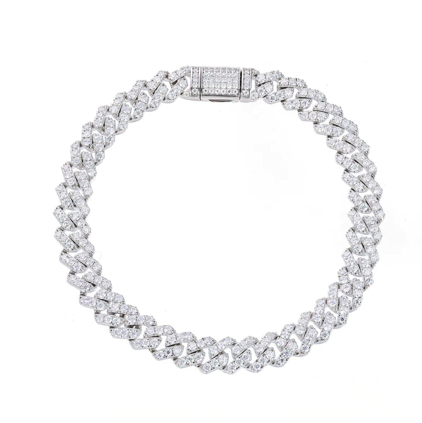 6mm VVS Moissanite Cuban Link Iced Out 925 Silver Bracelet for Men