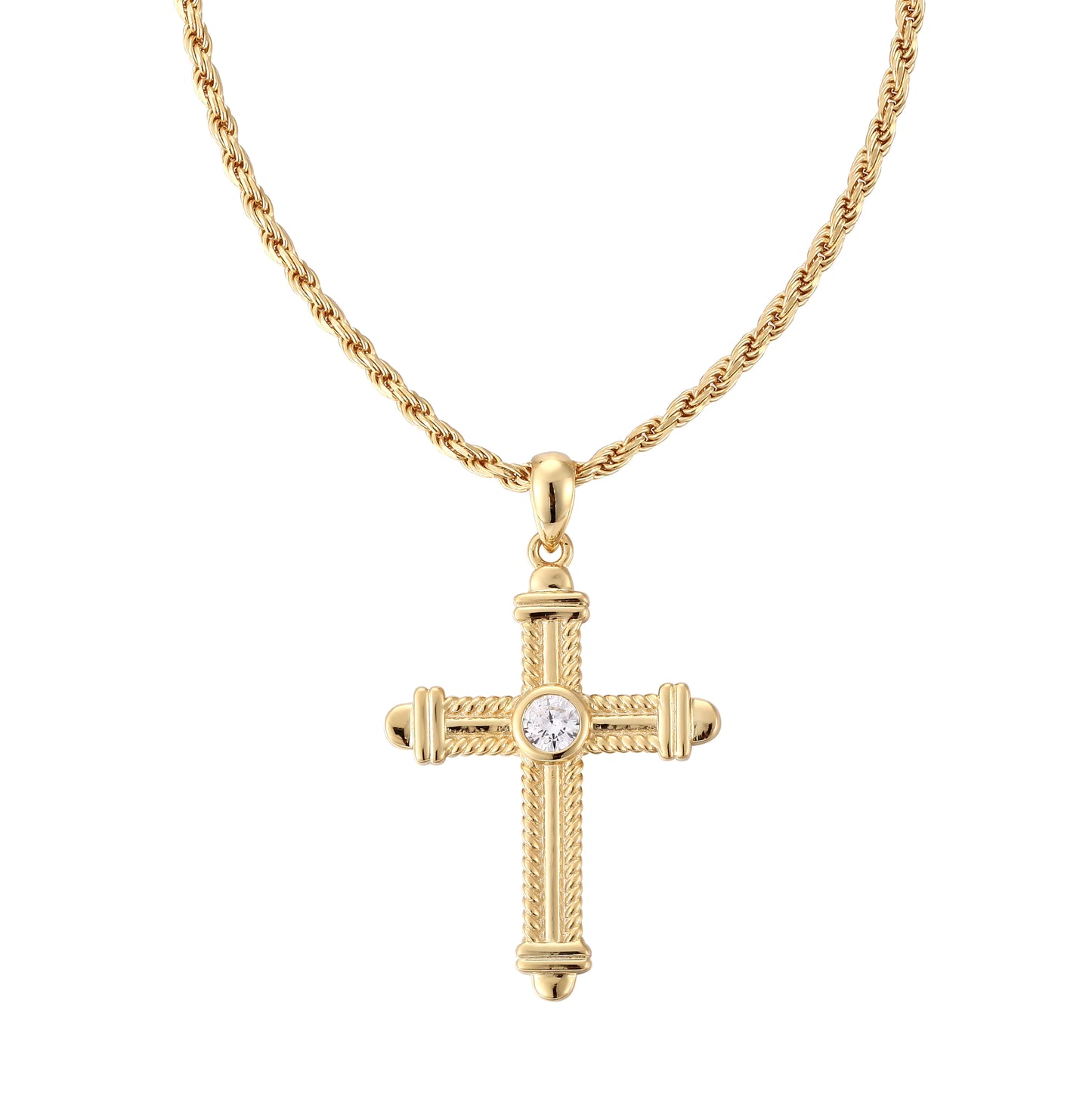 925 Silver VVS Moissanite Cross Pendant + 18 inch Necklace for Men