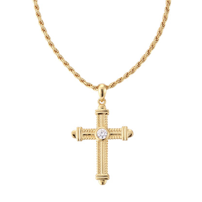 925 Silver VVS Moissanite Cross Pendant + 18 inch Necklace for Men