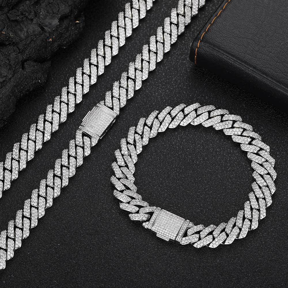 8mm 10mm 12mm 925 Silver Iced Out Moissanite Cuban Link Chain
