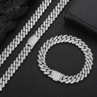 8mm 10mm 12mm 925 Silver Iced Out Moissanite Cuban Link Chain